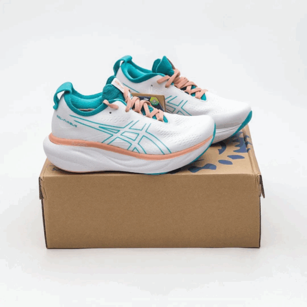 Asics Gel - Nimbus™ 25 Branco com Jade e Laranja - Image 6